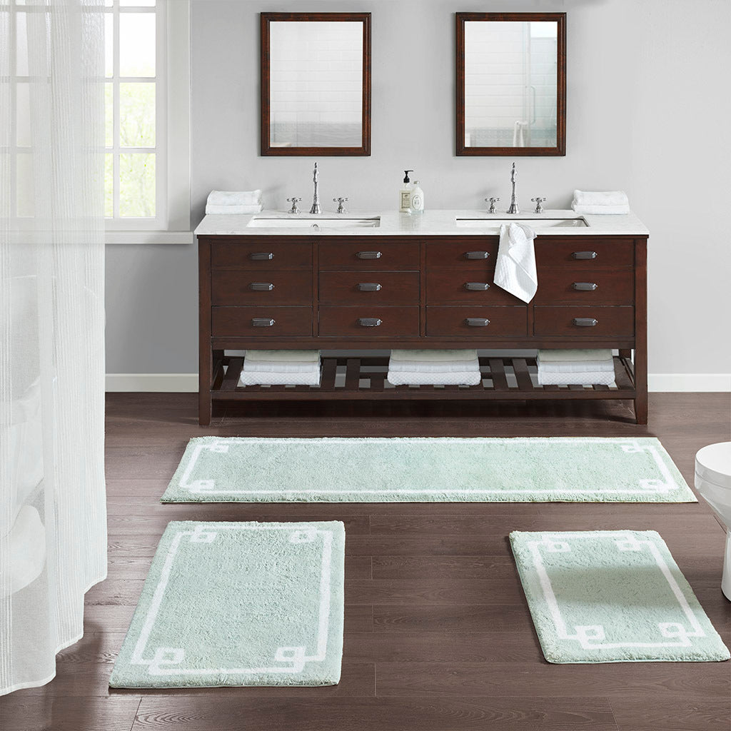 Madison Park Evan Luxury Cotton Bath Rug with Non-Skid Latex Backing