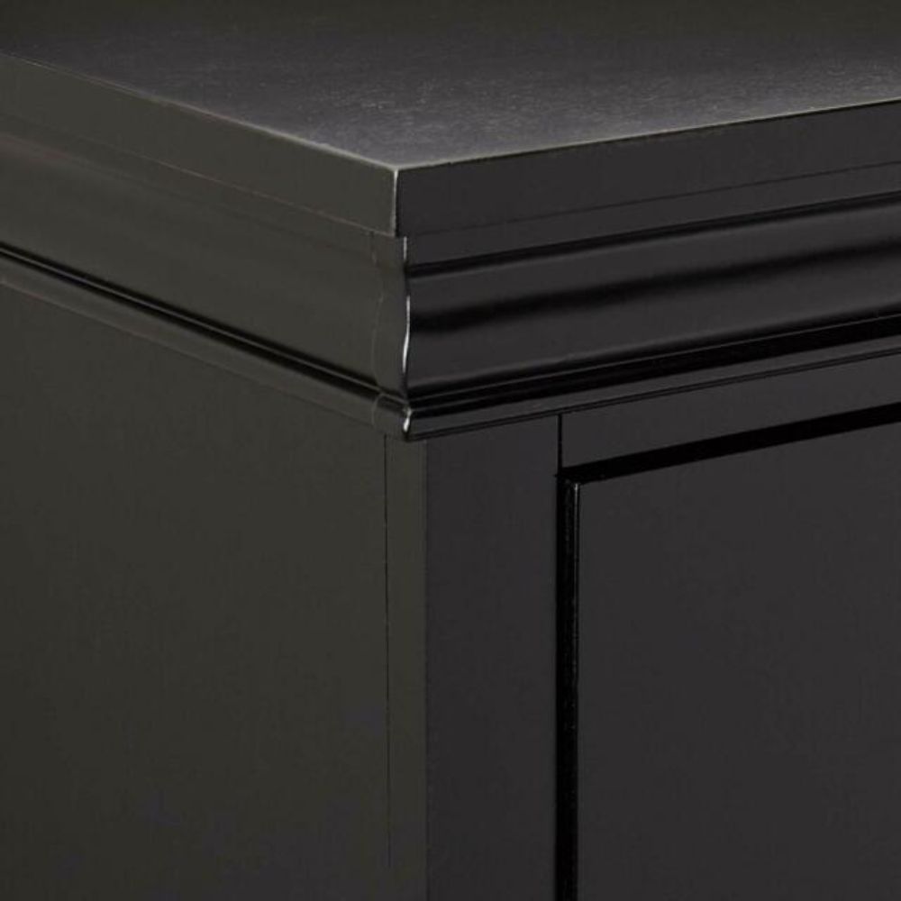 Louis Wooden Nightstand With Two Drawers In Black Finish