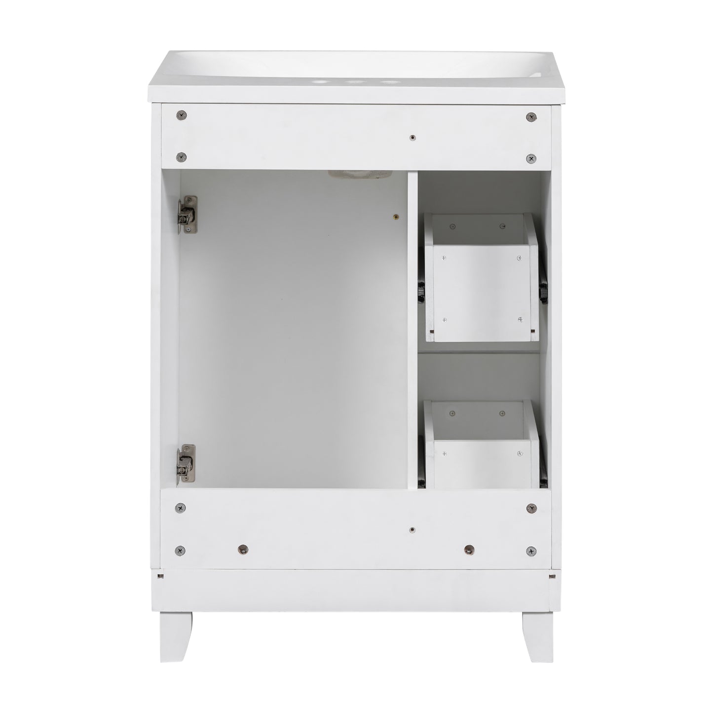 24-Inch Bathroom Vanity Cabinet with Resin Integrated Sink, 2 Drawers, 1 Door – Easy to Clean, Ample Storage Space