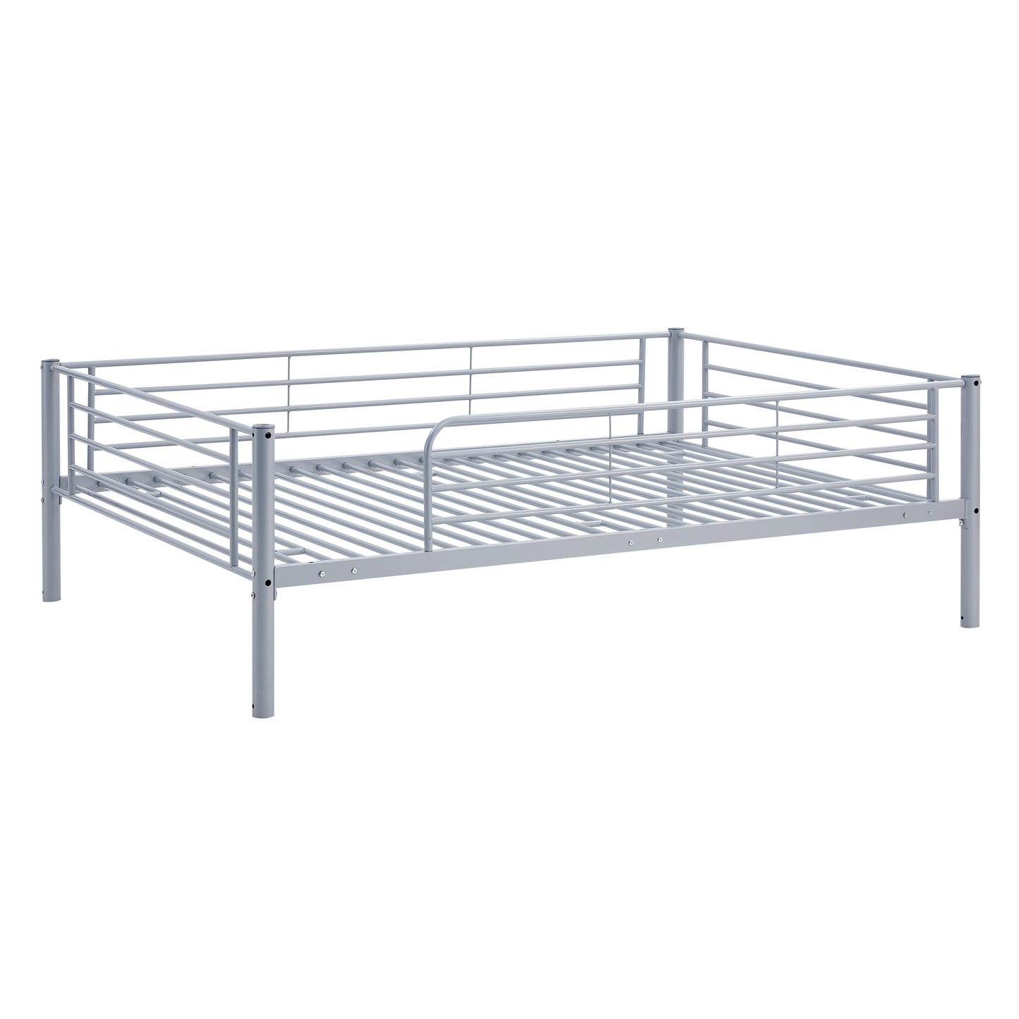 Full-Full-Full Metal  Triple Bed  with Built-in Ladder, Divided into Three Separate Beds,Gray