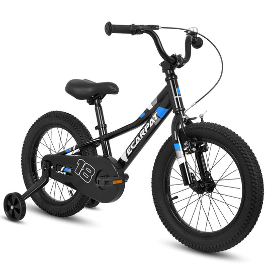 A18117 Ecarpat Kids' Bike 18 Inch Wheels, 1-Speed Boys Girls Child Bicycles For6-9Years, With Removable Training Wheels Baby Toys, Front V Brake, Rear Holding Brake