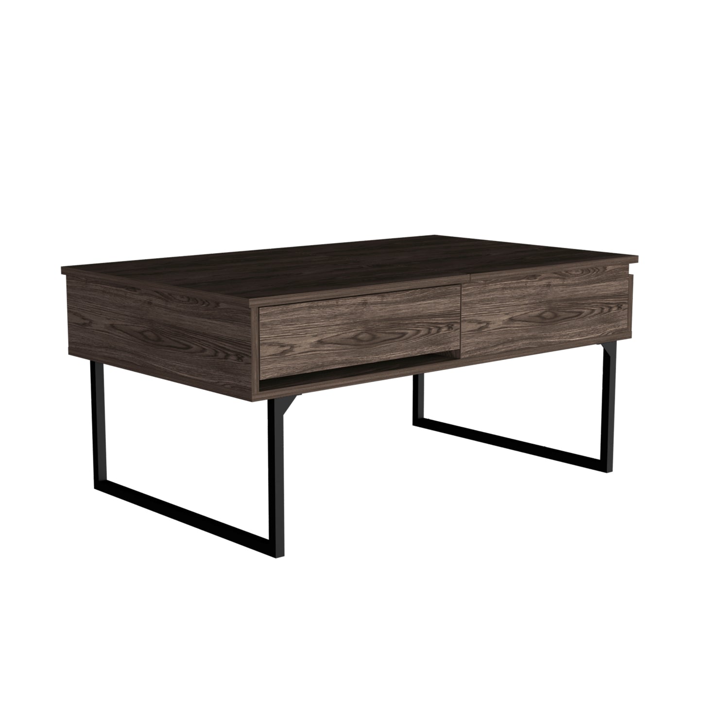 Elegant Dark Walnut Lift Top Coffee Table With Drawer Vezu