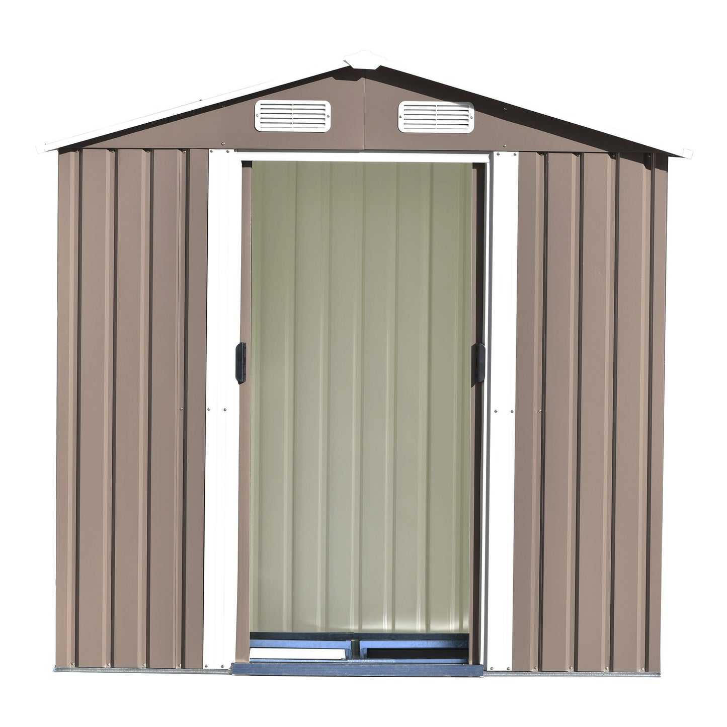 Patio 6ft x4ft Bike Shed Garden Shed, Metal Storage Shed with Lockable Door, Tool Cabinet with Vents and Foundation for Backyard, Lawn, Garden, Brown