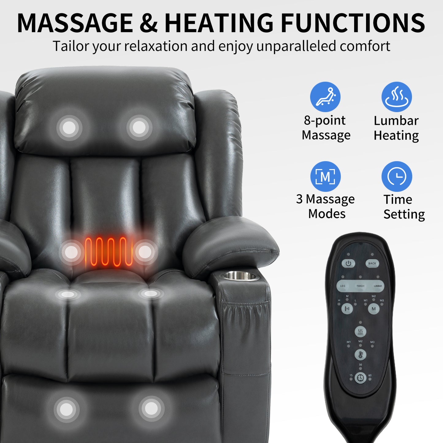 Luxurious Power Lift Recliner Chair with Massage and Heating Functions