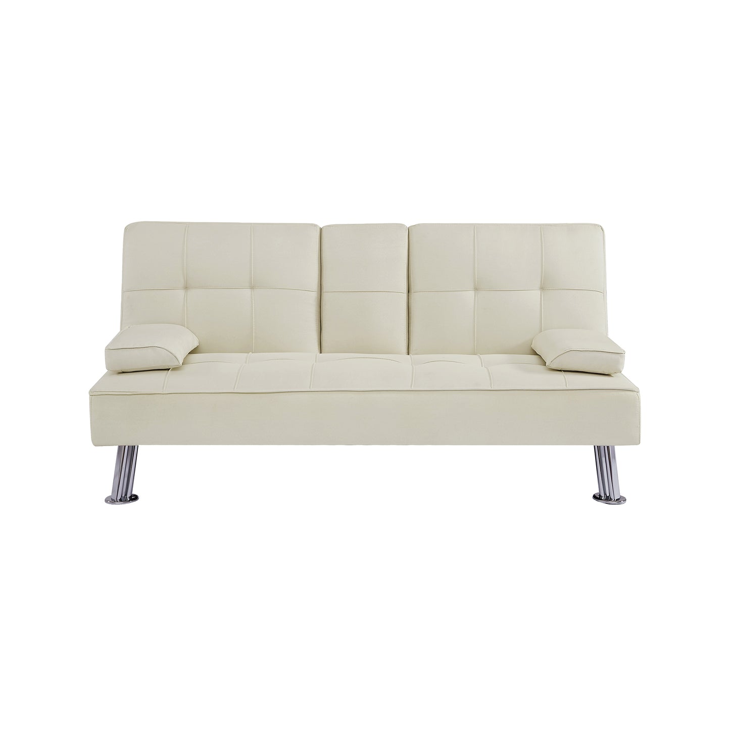 BEIGE LOVE SEAT SOFA BED WITH CUP HOLDER