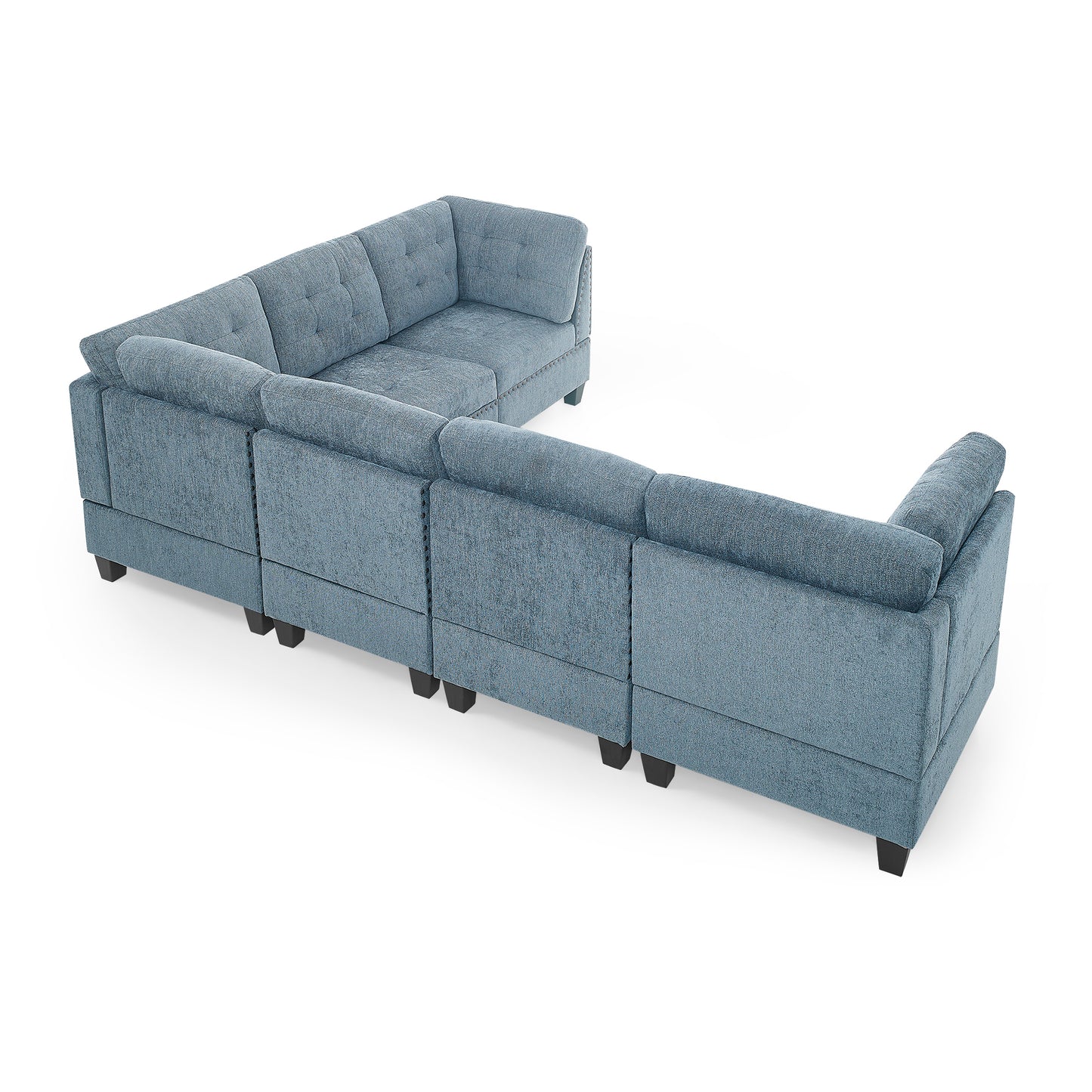 Versatile Navy Chenille L Shape Modular Sectional Sofa with DIY Customization