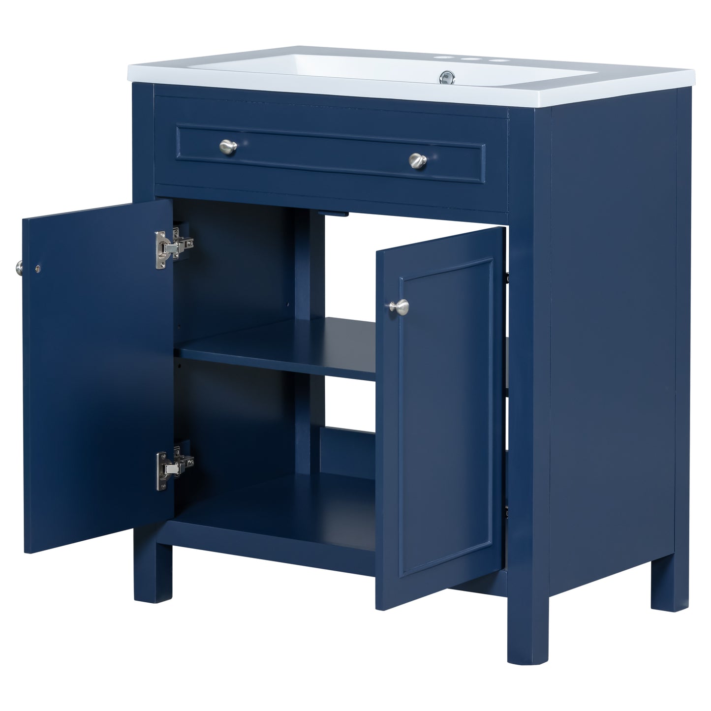 30" Bathroom Vanity Cabinet with Sink Top, Bathroom Storage Cabinet with Two Doors and Adjustable Shelf, Blue