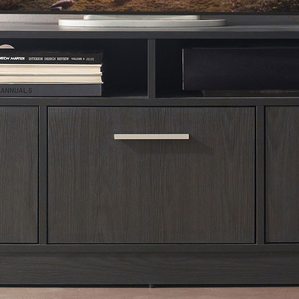 Contemporary Dark Gray TV Stand with Soft-close Doors and Extra Storage Space