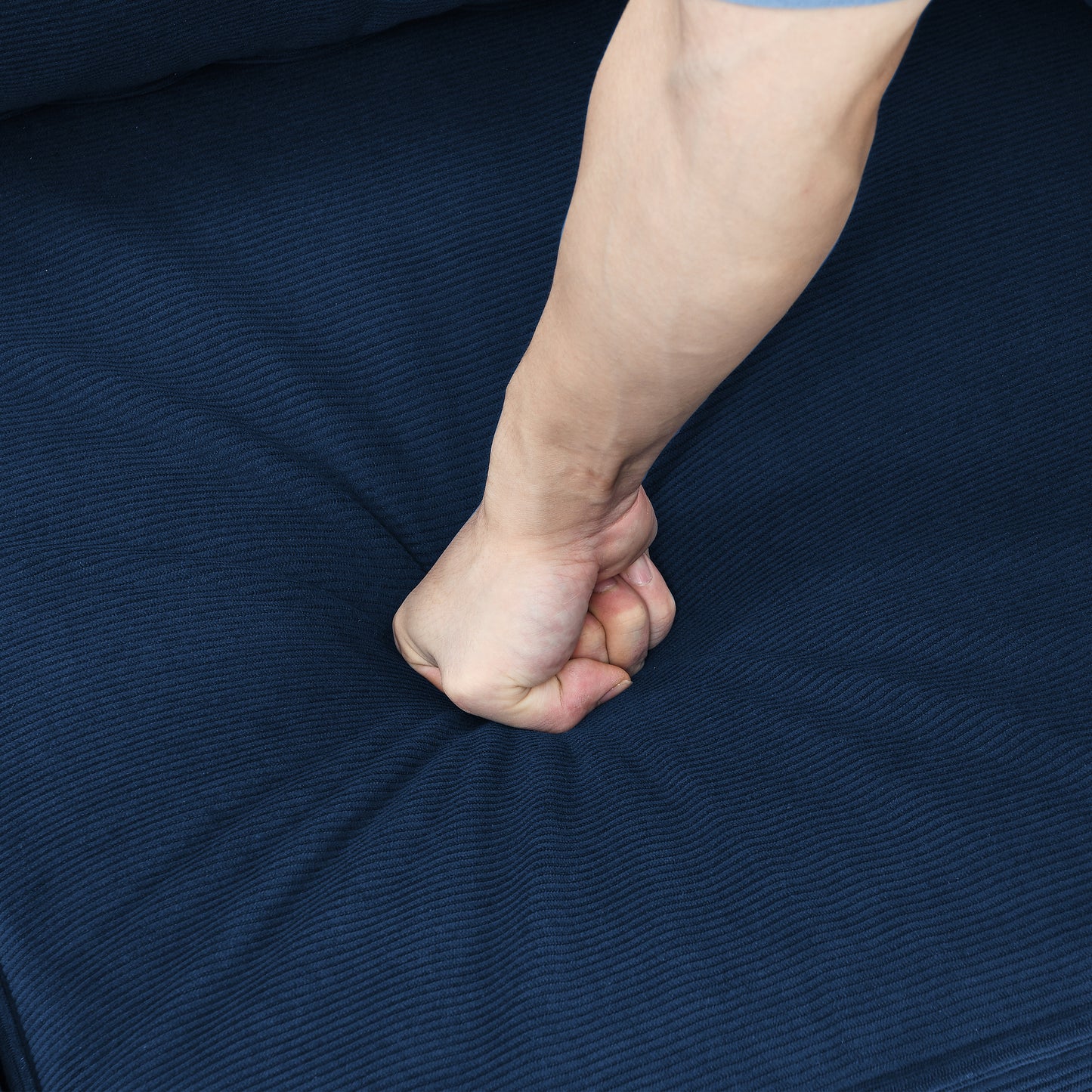 Luxurious Navy Blue Corduroy Velvet Modular Sectional Sofa With Storage Seats