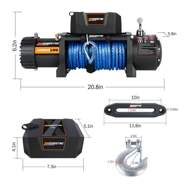 Ultimate 12V 12000LBS Electric Winch with Synthetic Rope for Jeep Towing Truck Off-Road 4WD