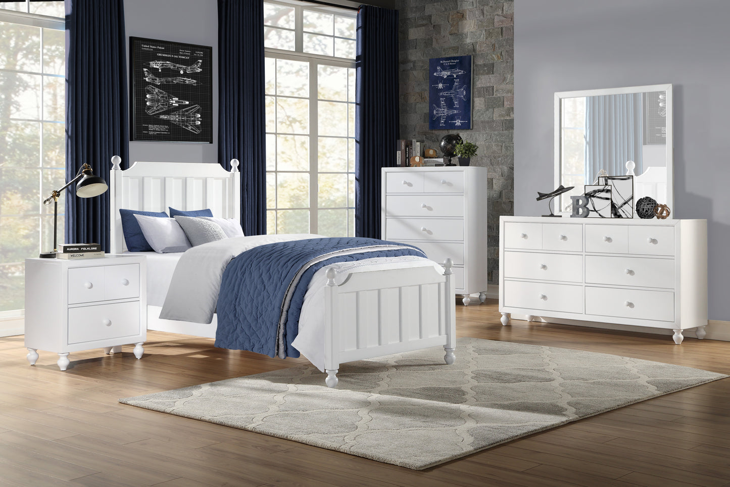 Transitional Look White Finish 1pc Nightstand of Drawers Wood knobs Turned Feet Modern Bedroom Furniture