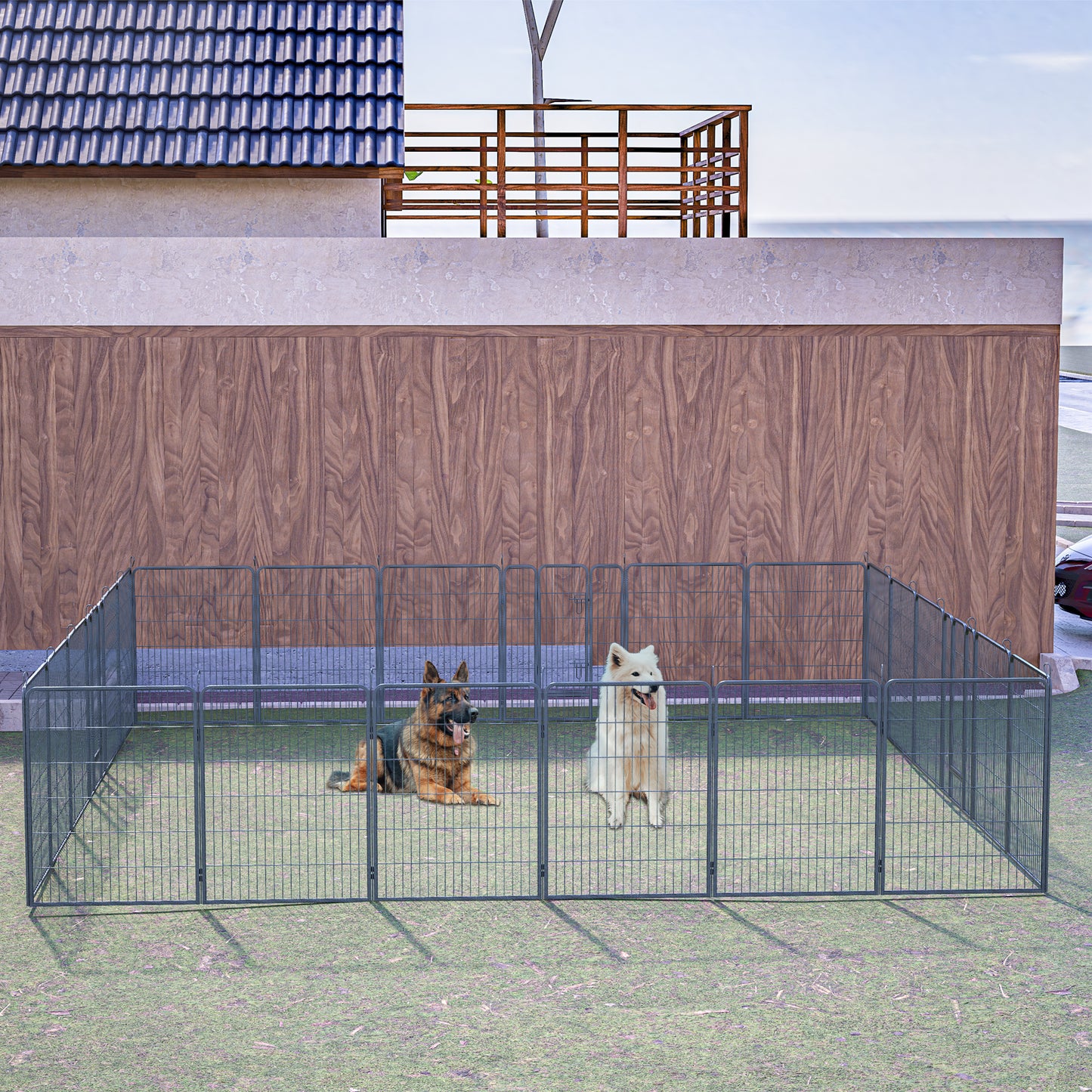 Dog Playpen Foldable 24 Panels Dog Pen 40" Height Pet Enclosure Dog Fence Outdoor with Lockable Door for Large/Medium/Small Dogs,Puppy Playpen,RV,Camping Pet Fence