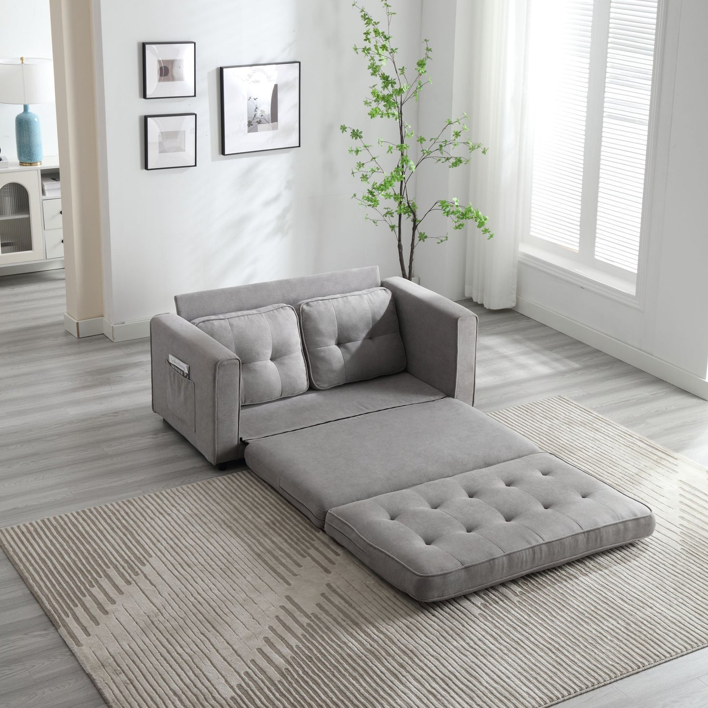 Convertible 3 Fold Sofa Bed with Storage, Space-Saving Loveseat