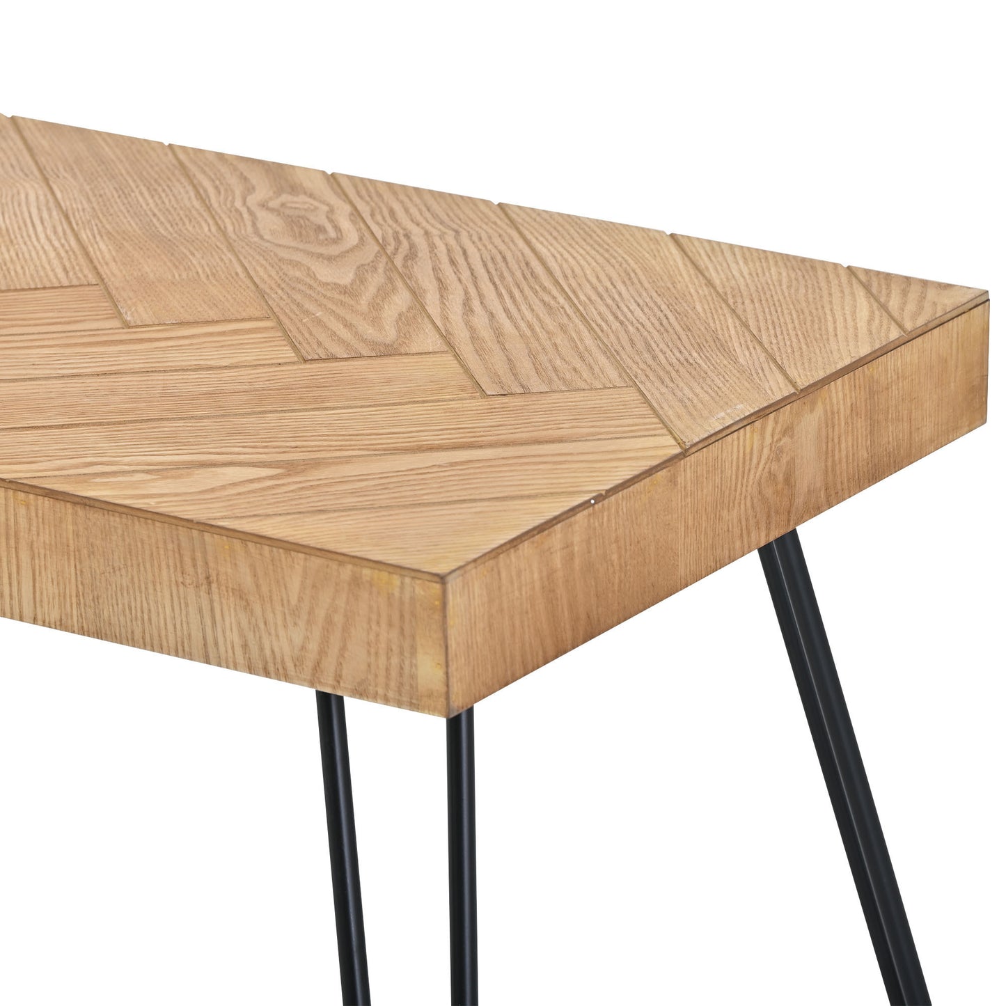 Stylish Ash Wood Coffee Table with Metal Hairpin Legs