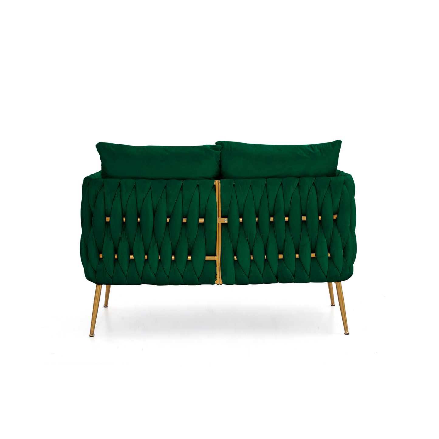 Elegant Green Velvet Living Room Set with Handwoven Tufted Back and Arms