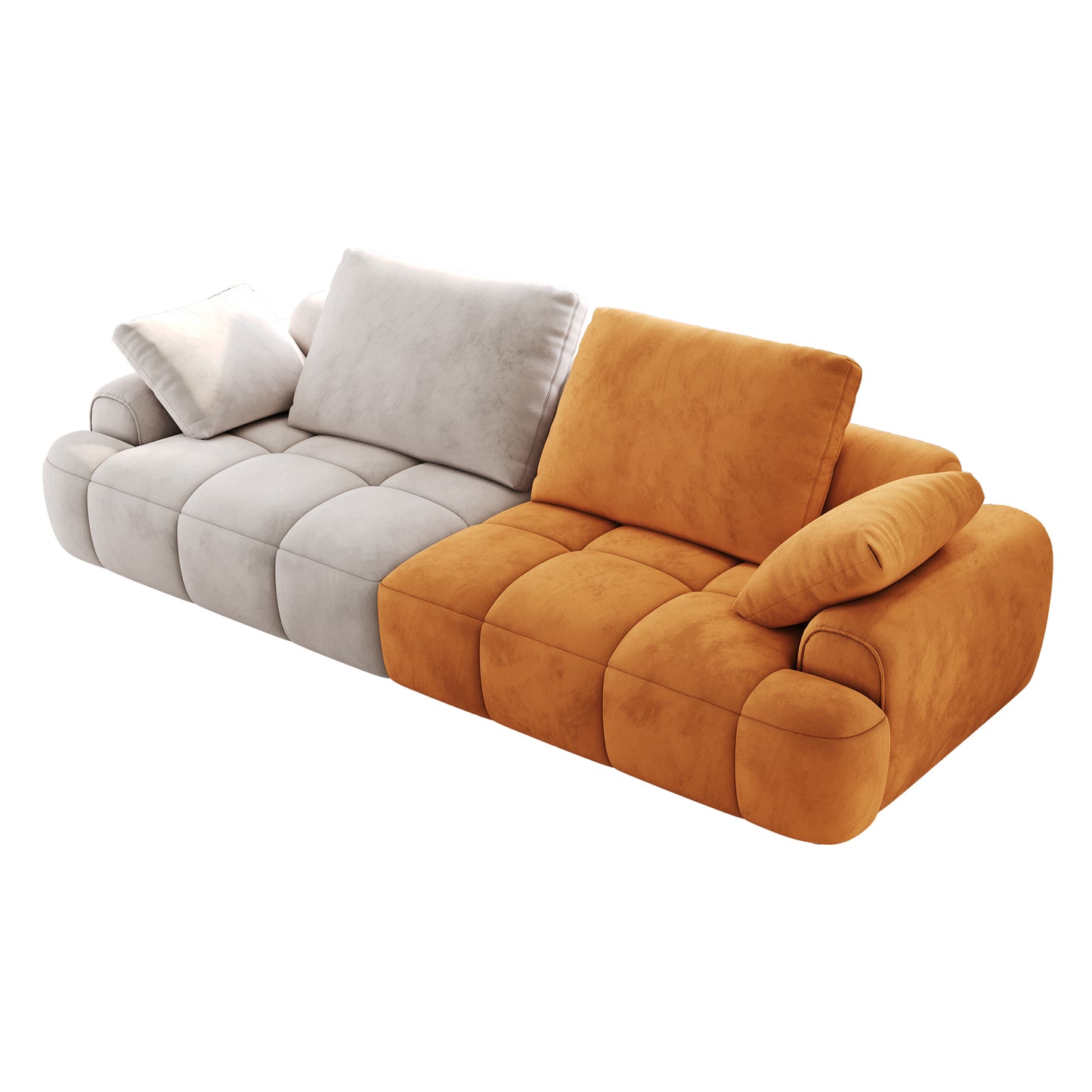 86.6″ Modern Beige and Yellow Upholstered Sofa with Two-Seat Capacity