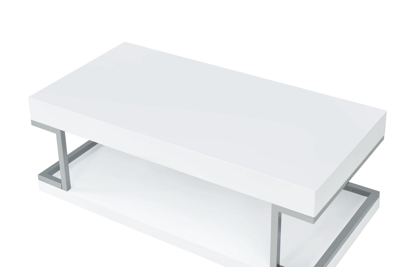 Modern White High Gloss Coffee Table with Chrome Accents