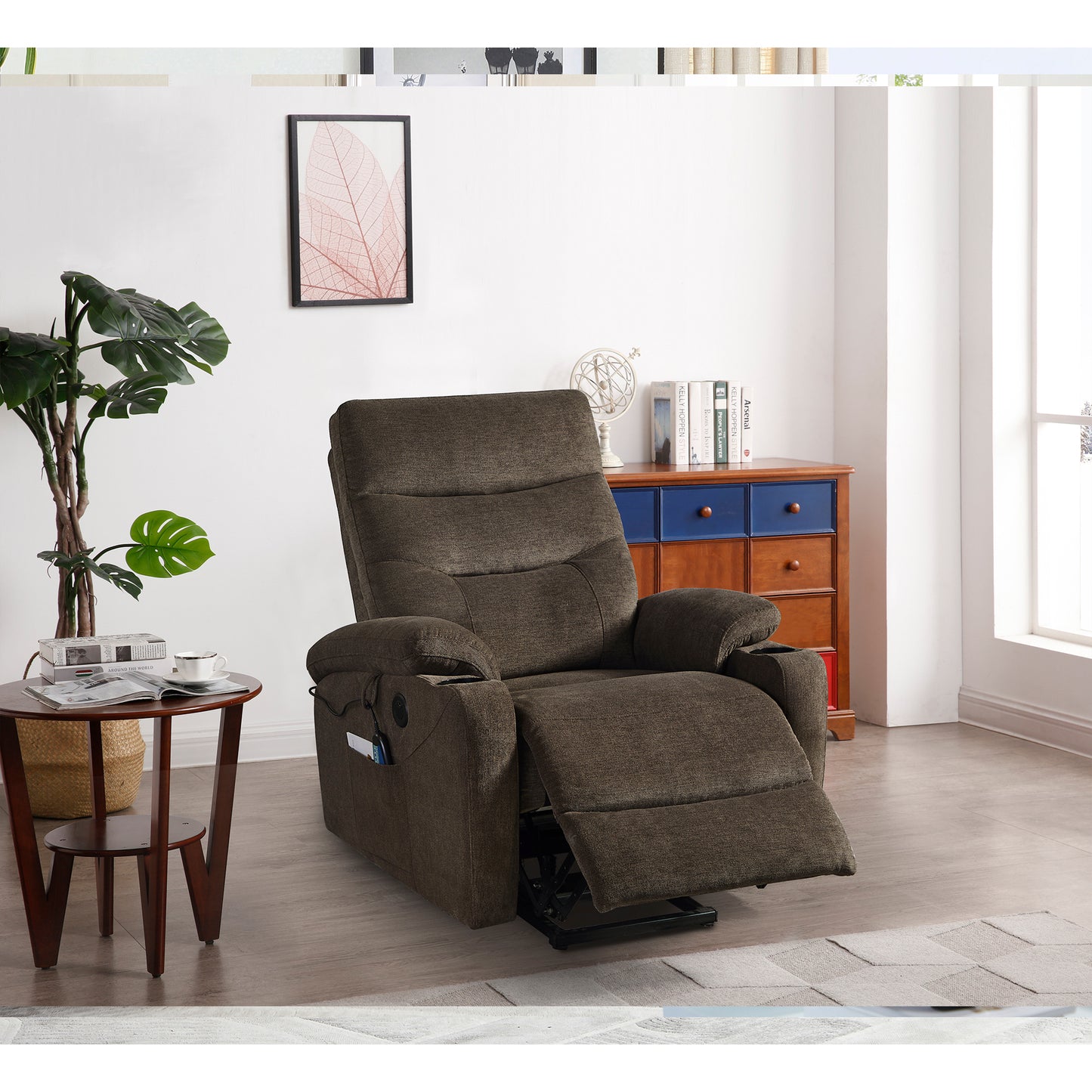 Elderly Comfort Electric Power Lift Recliner Chair with Massage and Heat, 3 Positions, High-end Quality Fabric