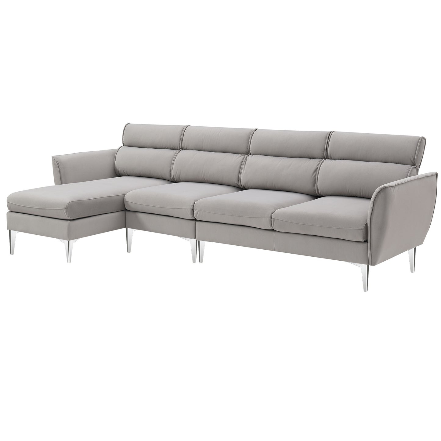 Convertible L-Shape Sectional Sofa with Chaise and Flannel Upholstery