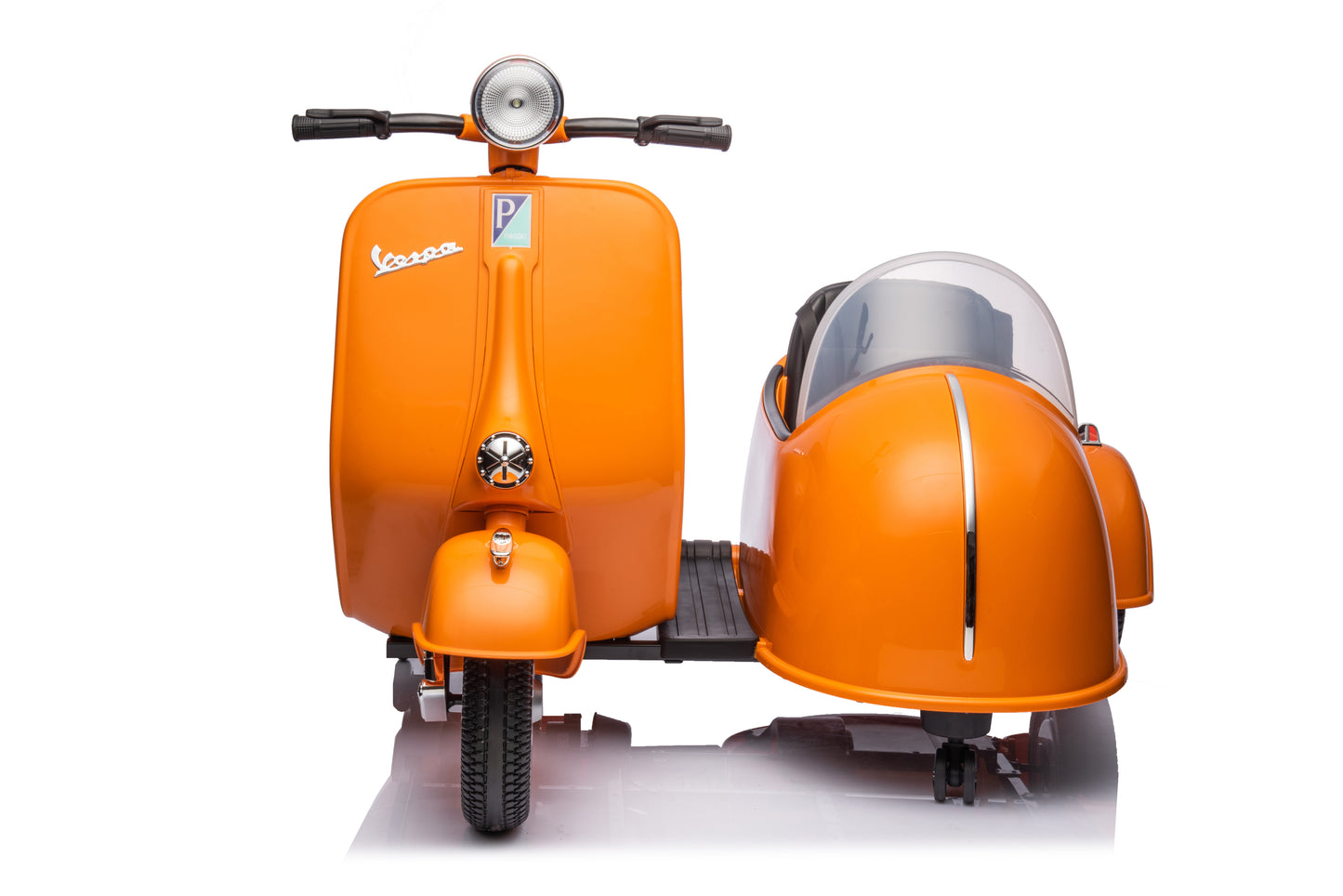 12V LICENSED Vespa Scooter Motorcycle with Side Car for kids, Orange