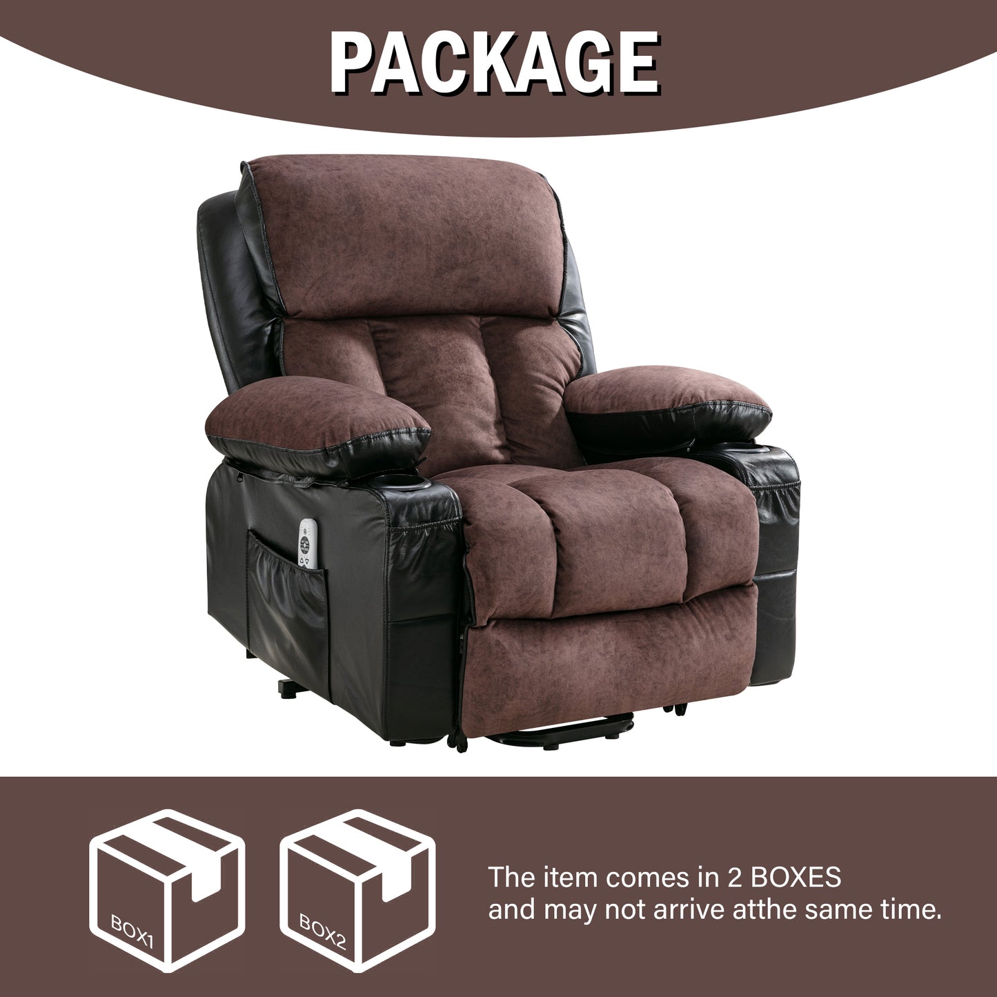 Electric Power Lift Recliner Chair with Heat and Massage for Elderly in Black/Brown