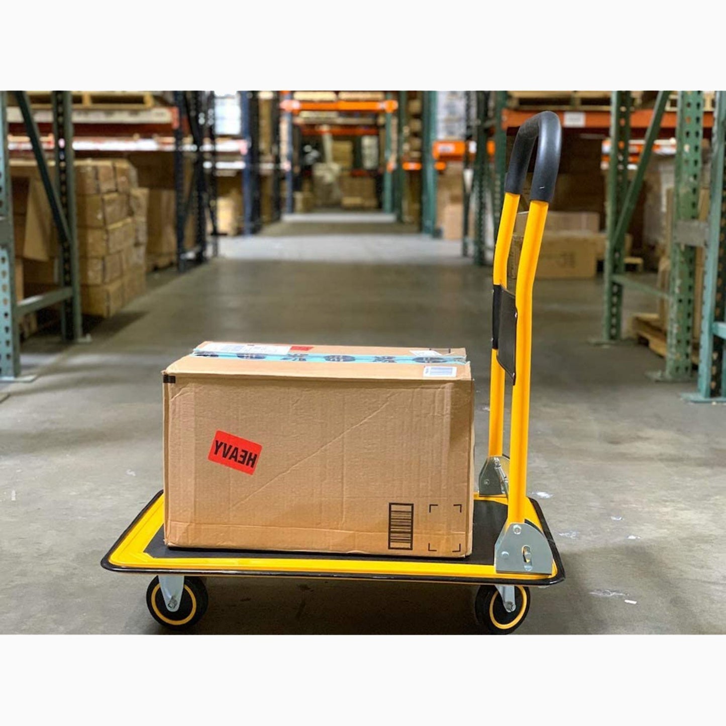 330 lbs. Capacity Platform Truck Hand Flatbed Cart Dolly Folding Moving Push Heavy Duty Rolling Cart in Yellow