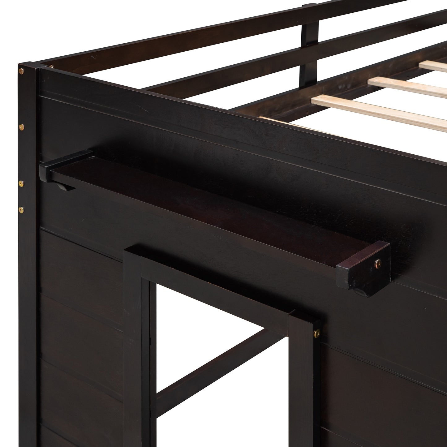 Twin Size Loft Bed with Cabinet and Shelf - Espresso