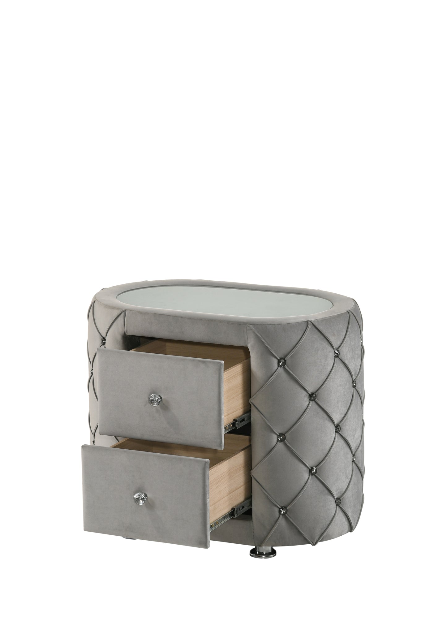 Perine Nightstand, Gray Velvet BD01063