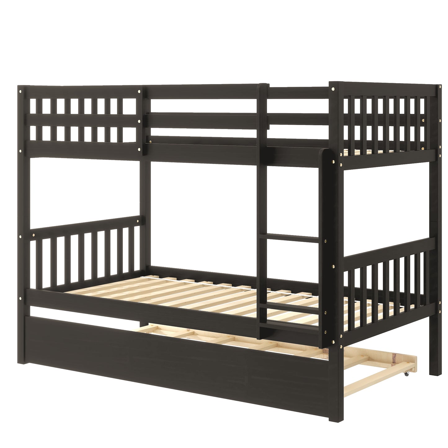 Trio Bunk Bed Set with Trundle, Durable Wood Frame and Safety Enhancements