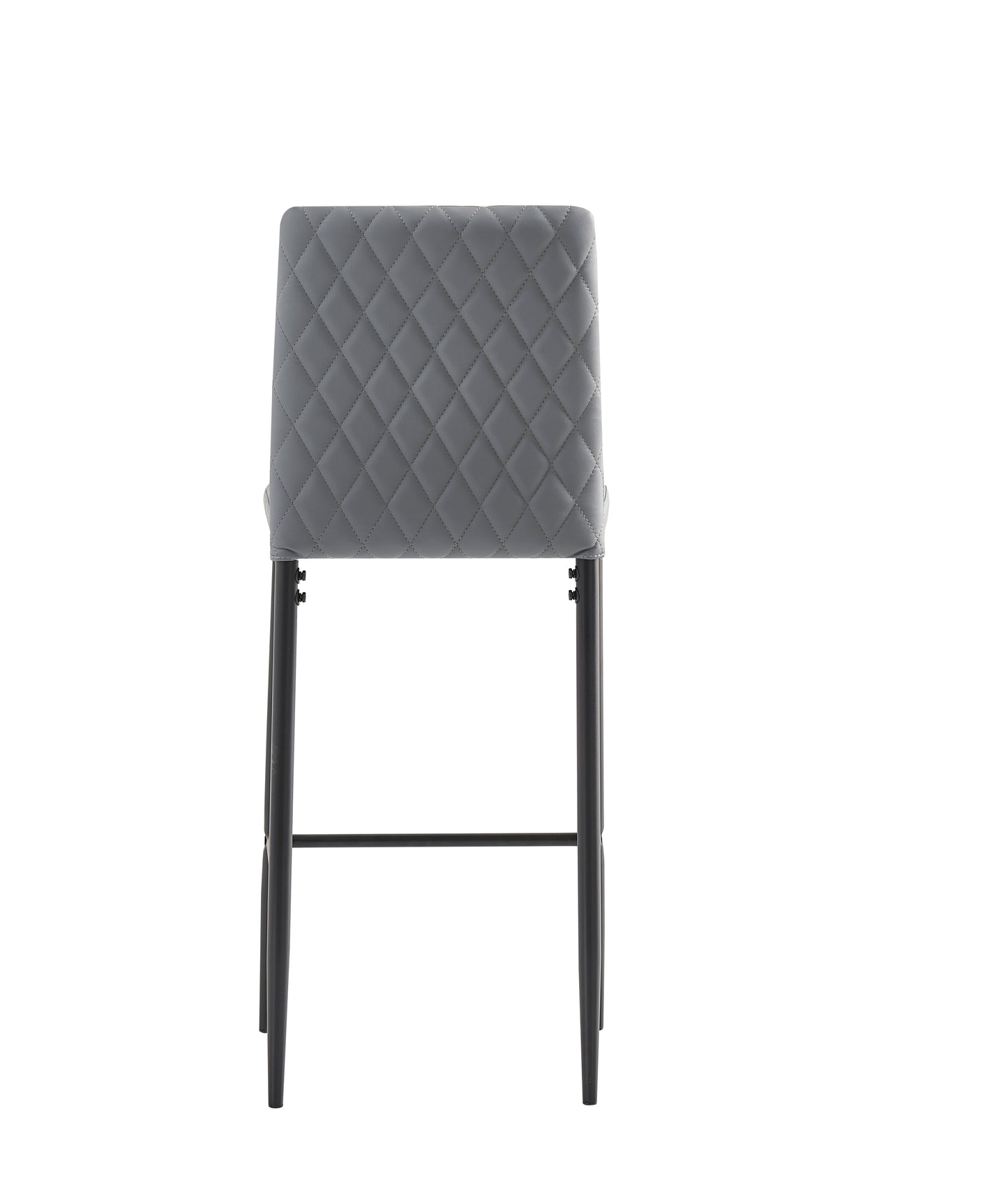 Modern Light Gray Diamond Grid Bar Chair Set with Fireproof Leather & Metal Pipes - 2-Piece