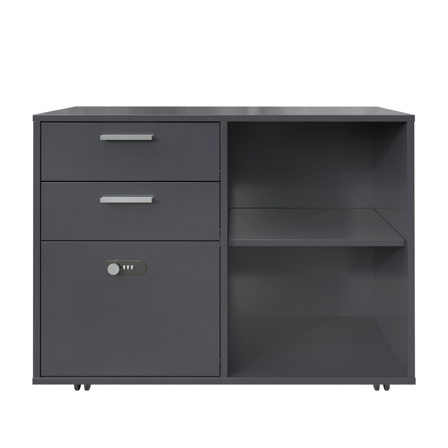 Lockable Rolling File Cabinet with Combination Lock, Dark Gray