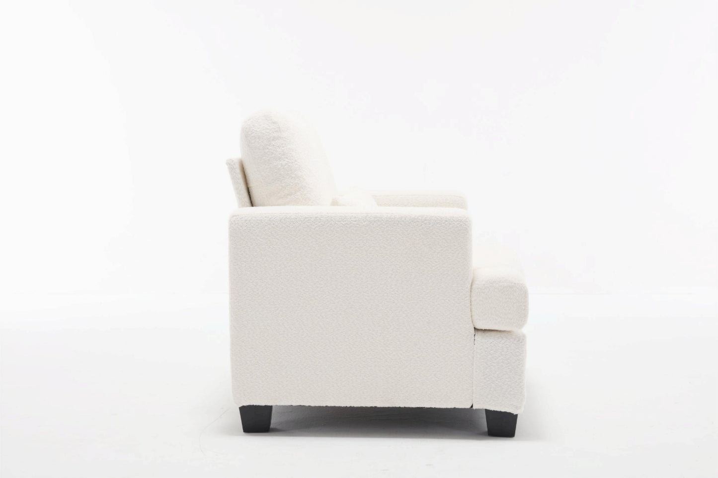 Contemporary 37 Modern Chair with Square Armrest, Removable Back Cushion, and Waist Pillow (White & Gray Fabric)