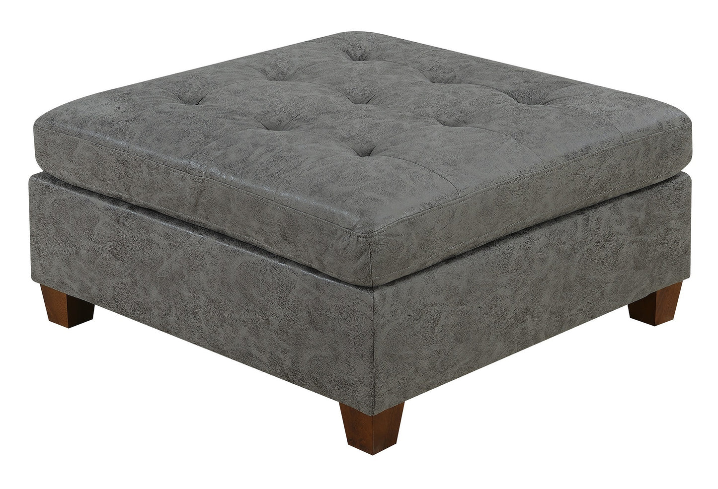 Antique Grey Breathable Leatherette Modular Sectional Set + Ottoman