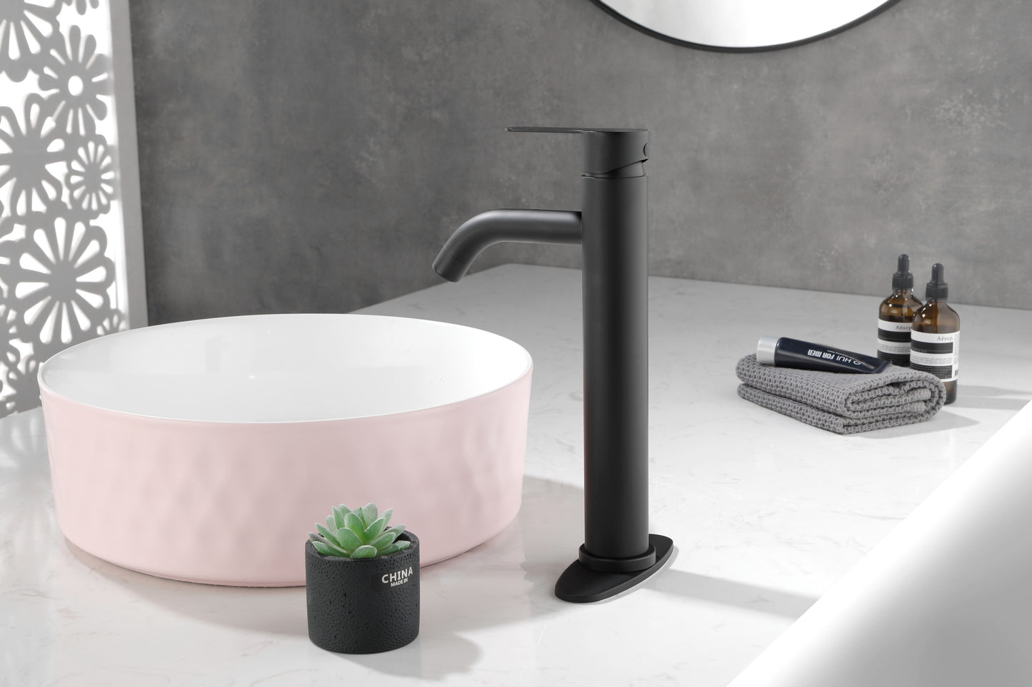 Modern Matte Black Waterfall Spout Bathroom Faucet