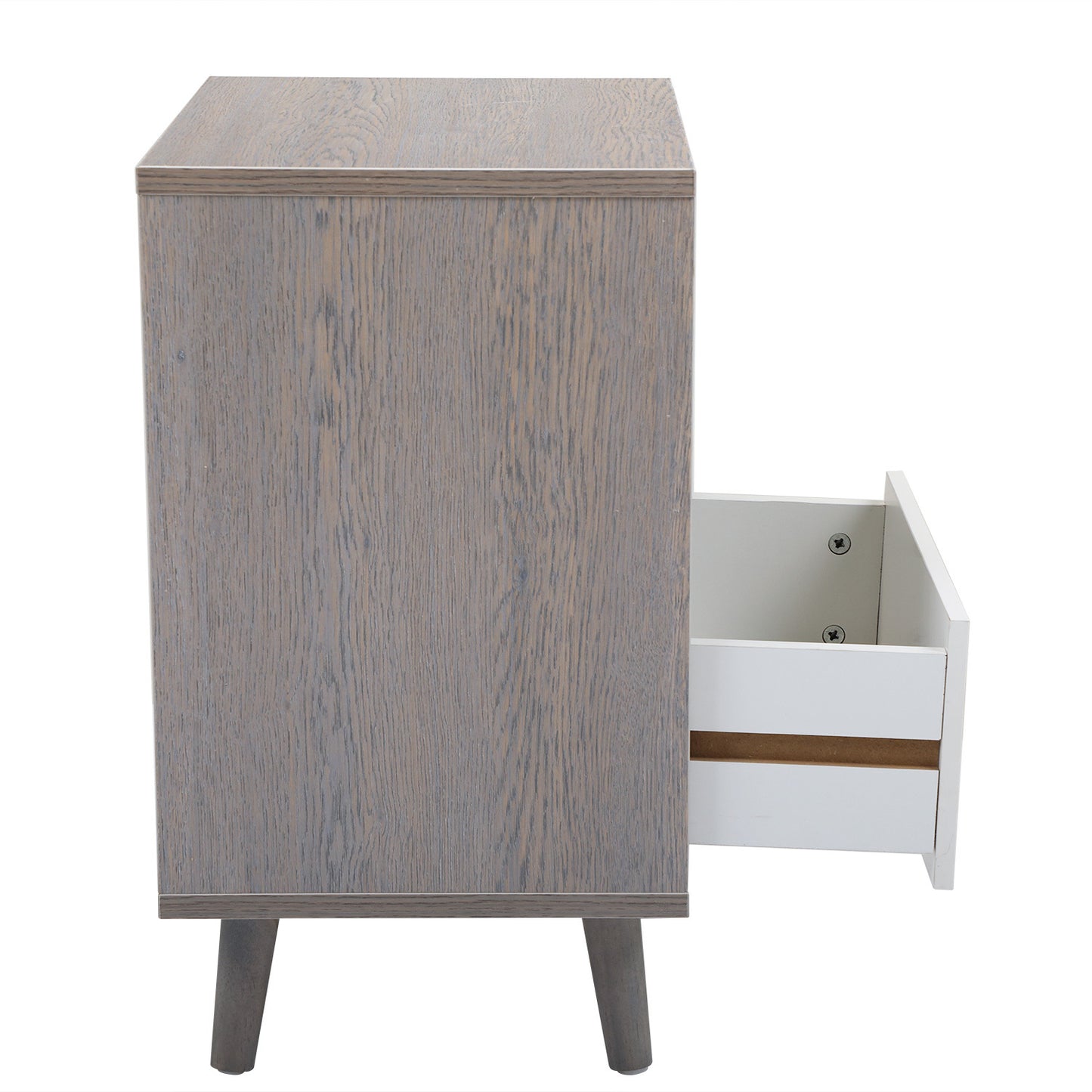 Set of 2 Low foot bedside table with drawer storage compartment - gray