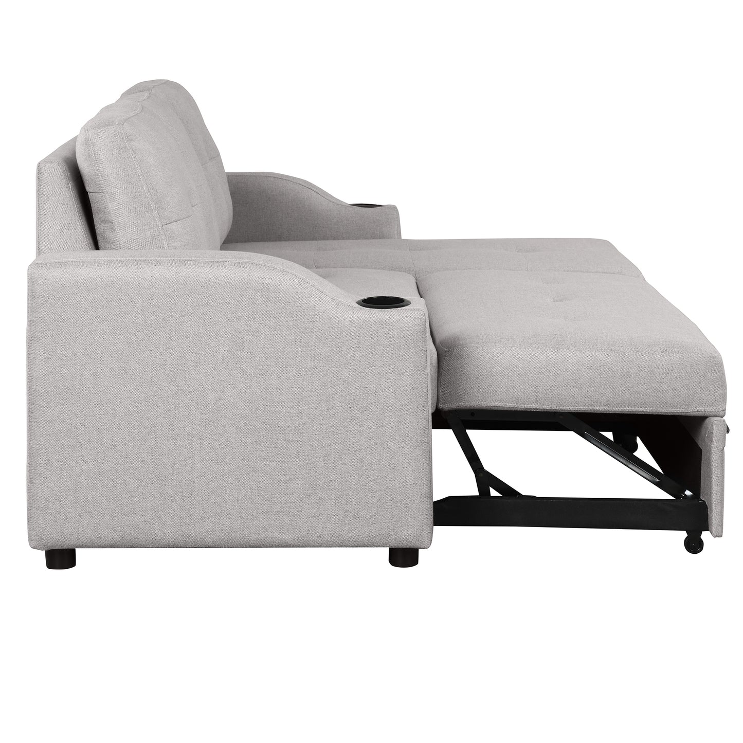 Orisfur Pull Out Sofa Bed with Storage Chaise and Cup Holder