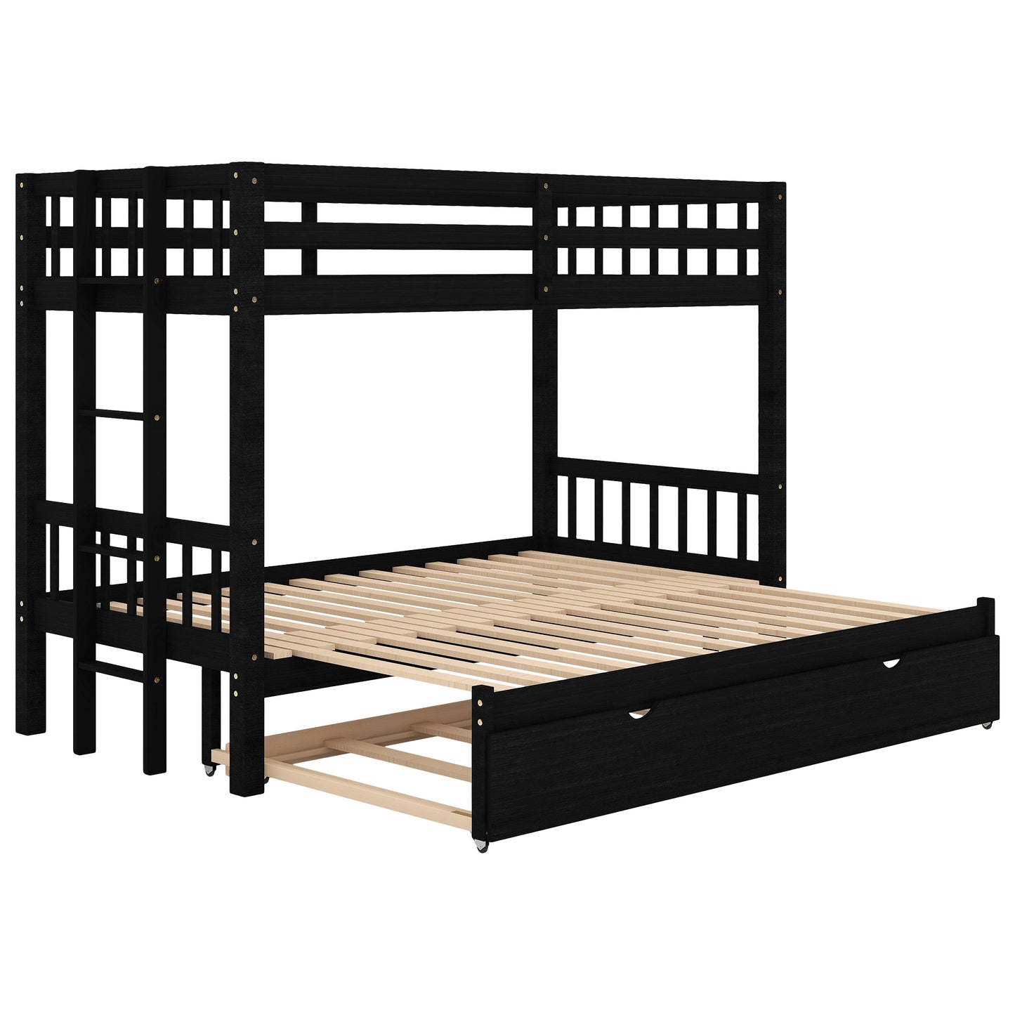 Compact Espresso Bunk Bed with Trundle and Pull-out Sleep Options