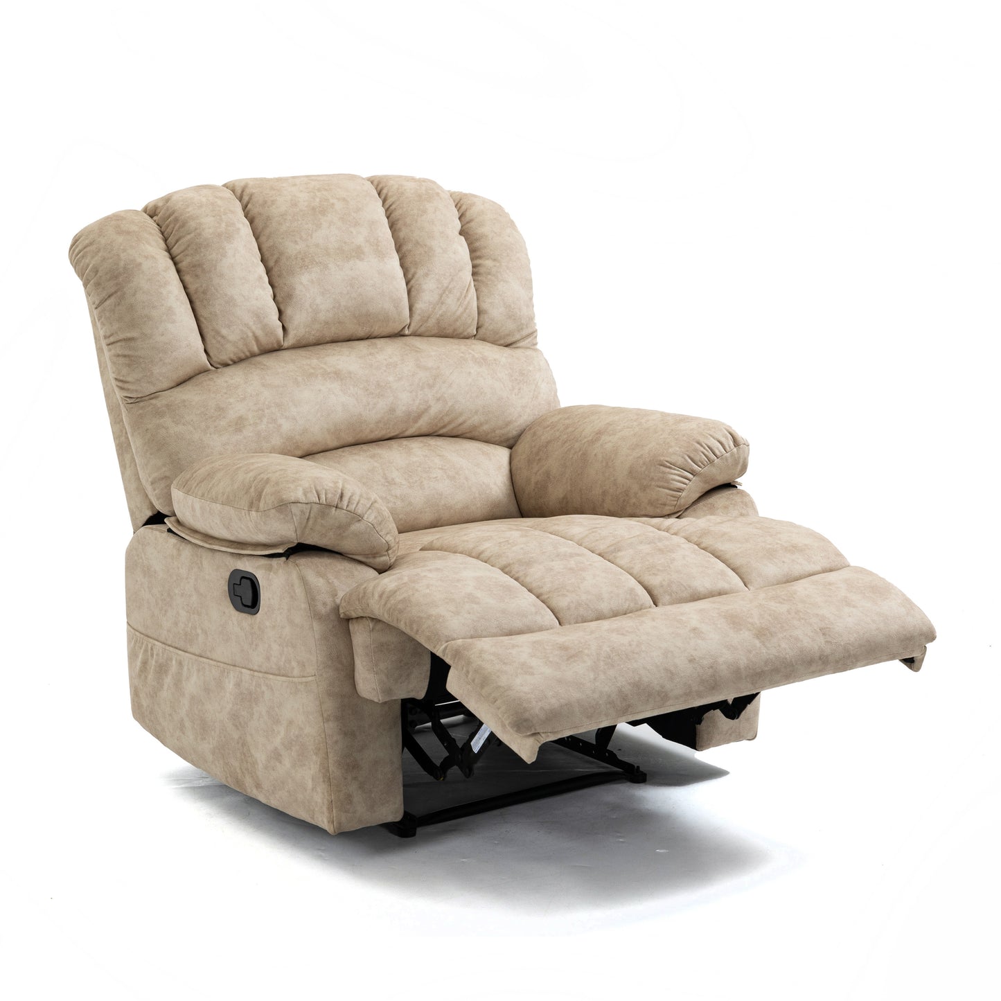 Large Beige Fabric Recliner Chair with Manual Control for Maximum Comfort in the Living Room