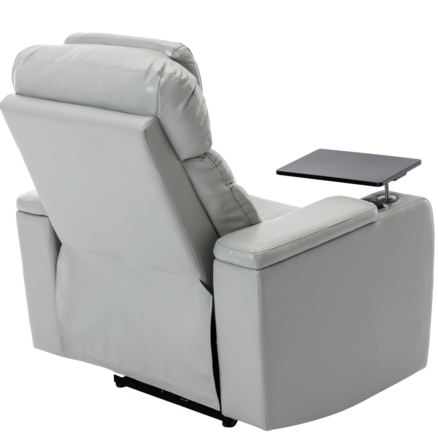 Ergonomic Power Motion Recliner with USB Charging and Hidden Storage, Home Theater Seating with Stereo and Cup Holder (Light Grey)