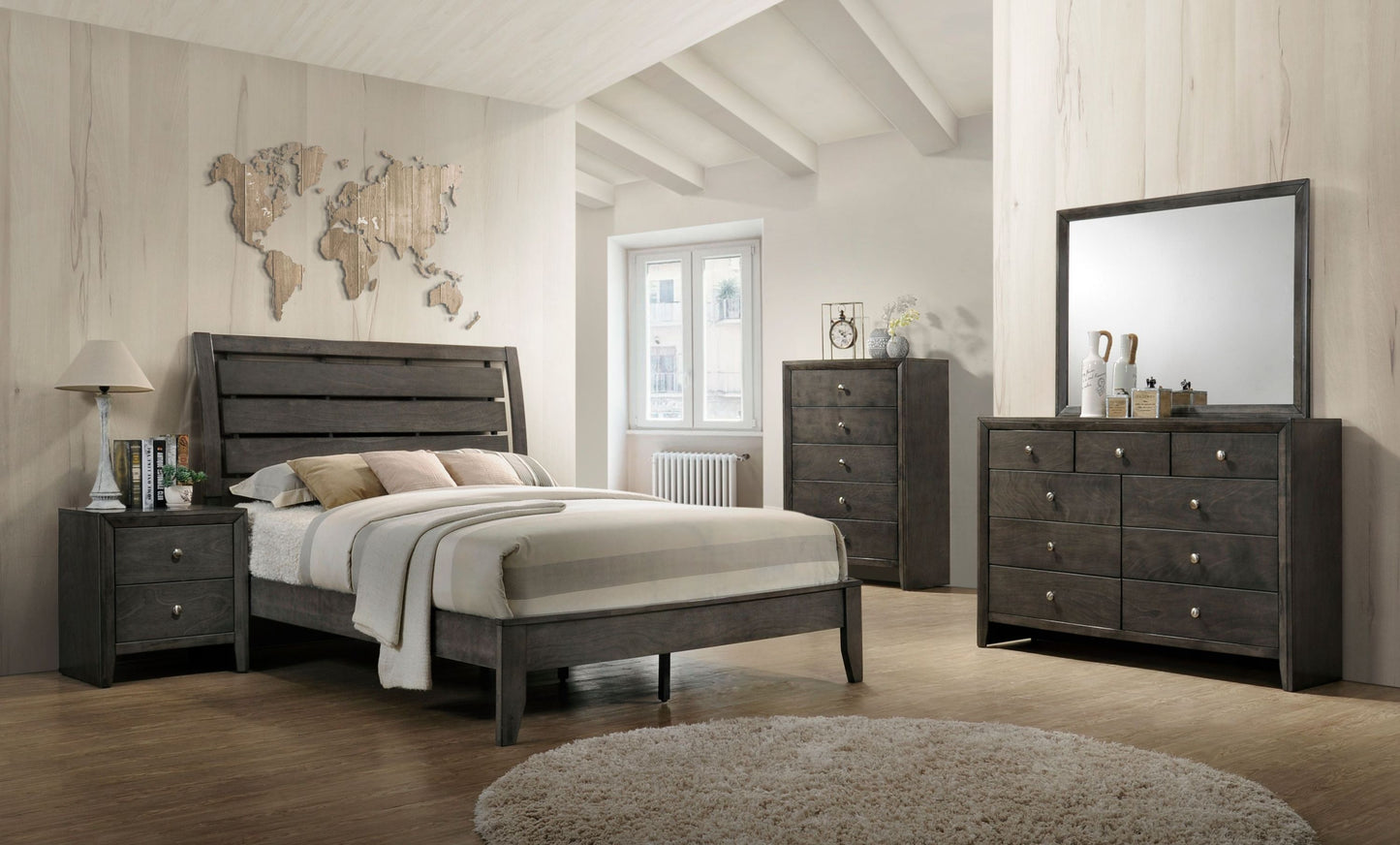 Ilana Queen Bed, Gray Finish 28470Q