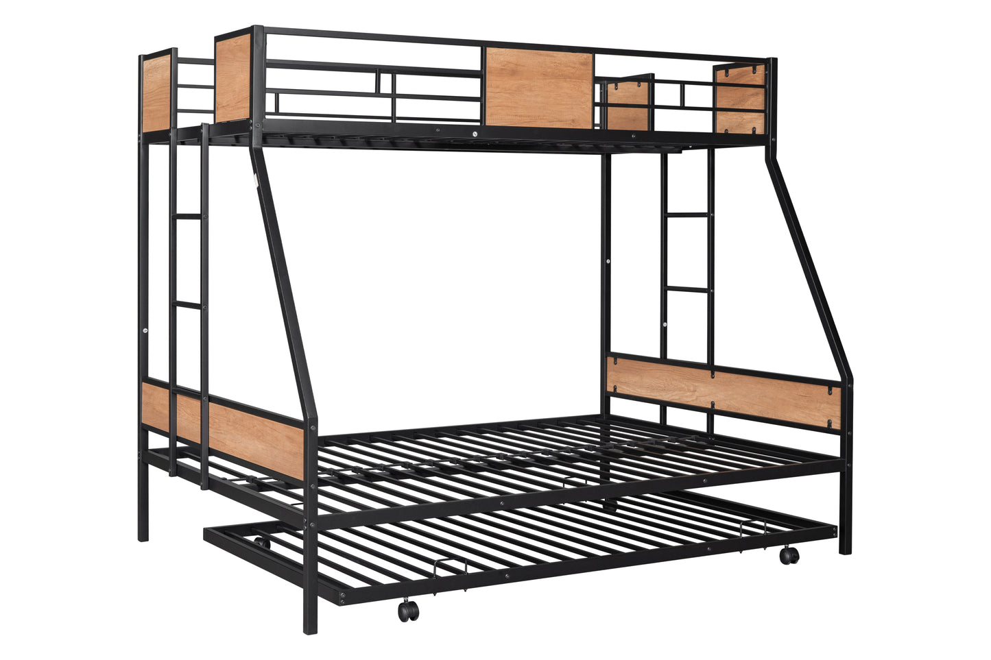 Metal Triple Sleeper Bunk Bed with Trundle and Soundproof Design and Safety Features