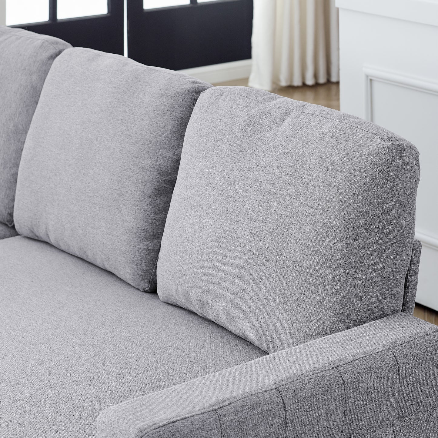 FX 78.8" Reversible Sleeper Combo Sofa with Pullout Bed, Comfortable Linen L-Shaped Combo Sofa Sofa Bed, Living Room Furniture Sets for Tight Spaces