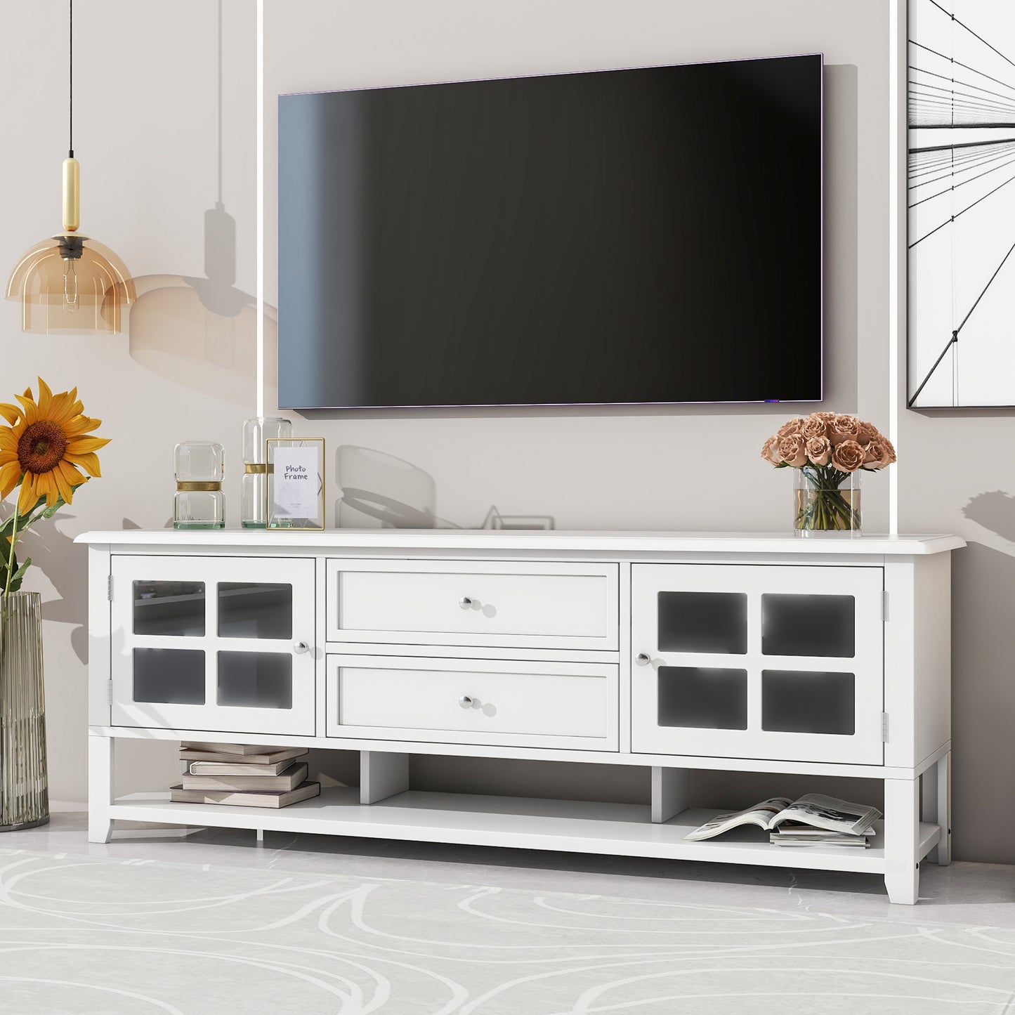 Elegant 60-Inch TV Stand with Versatile Storage Options and Contemporary Style