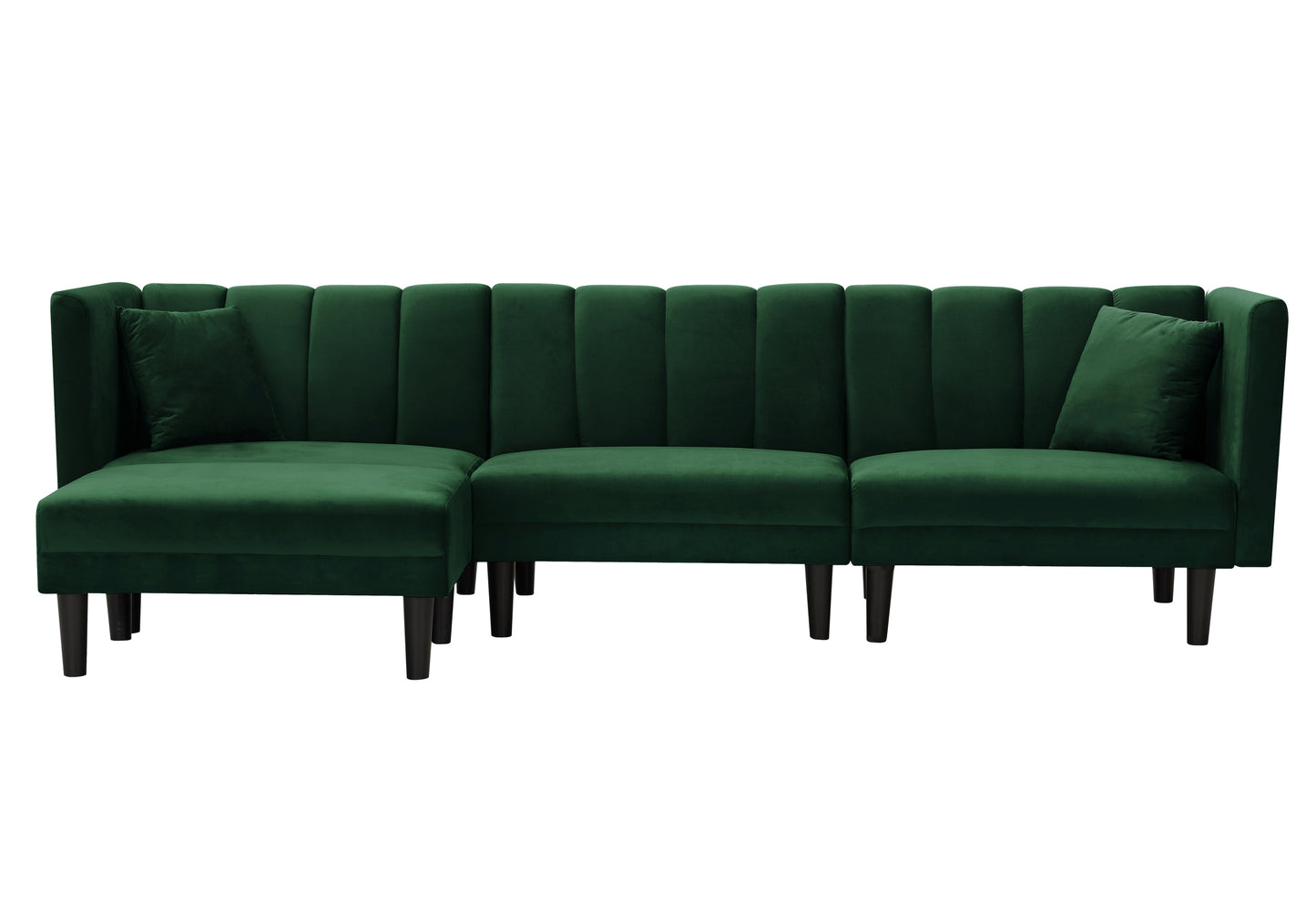 REVERSIBLE SECTIONAL SOFA SLEEPER WITH 2 PILLOWS DARK GREEN VELVET