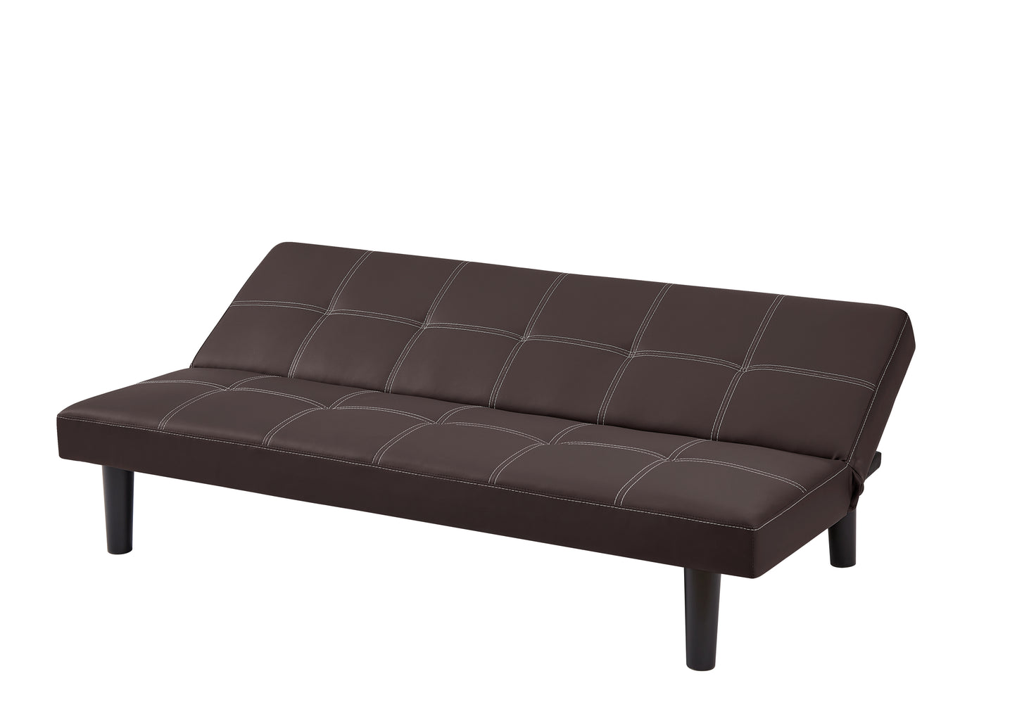 Black PU modern sofa bed, multi-position adjustable sofa bed, plastic feet