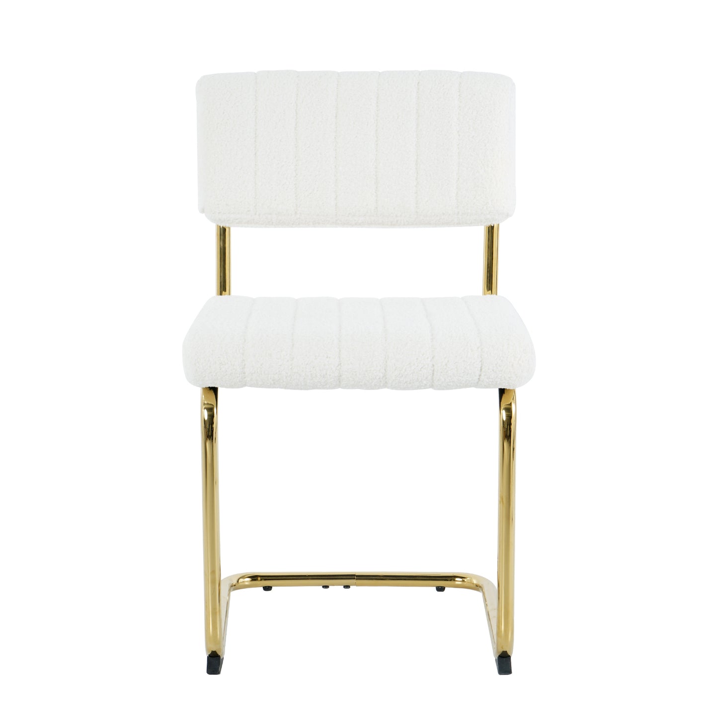 Modern simple light luxury dining White chair home bedroom stool back dressing chair student desk chair gold metal legs(set of 4)