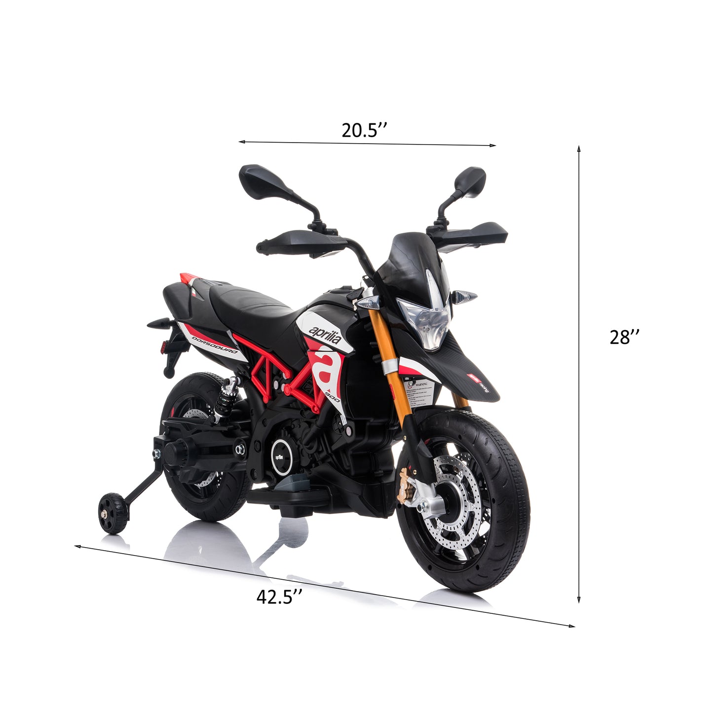 Red, Licensed Aprilia Electric Motorcycle, 12V Kids Motorcycle,  Ride On Toy w/Training Wheels, Spring Suspension, LED Lights, Sounds & Music, MP3, Battery Powered Dirt Bike for Boys & Girls