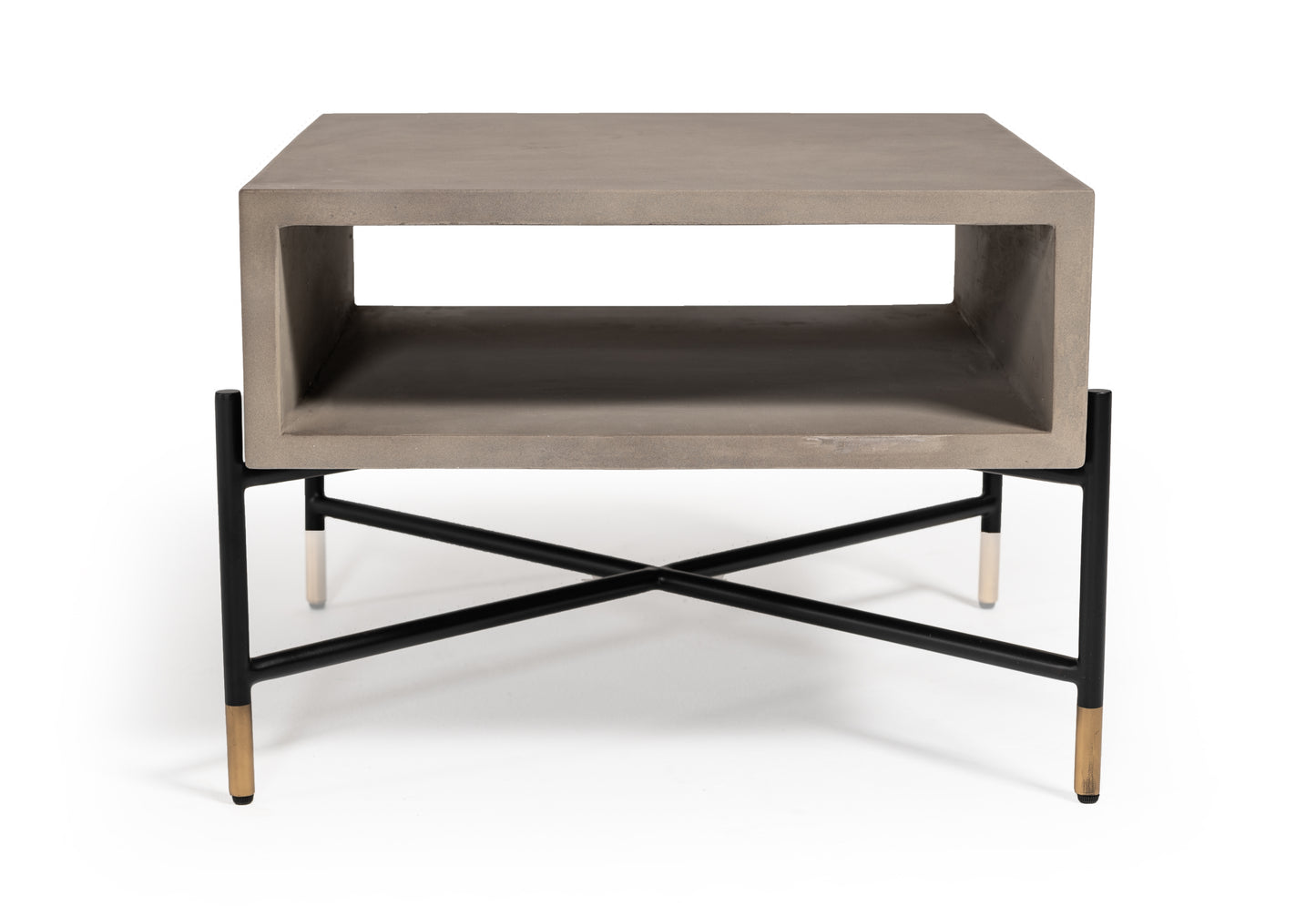 Modern Grey Concrete & Metal Coffee Table by Walker