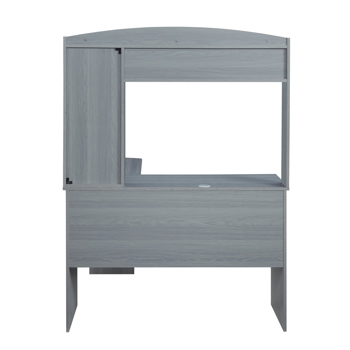 Modern Grey L-Shaped Desk with Hutch for Stylish Home Offices