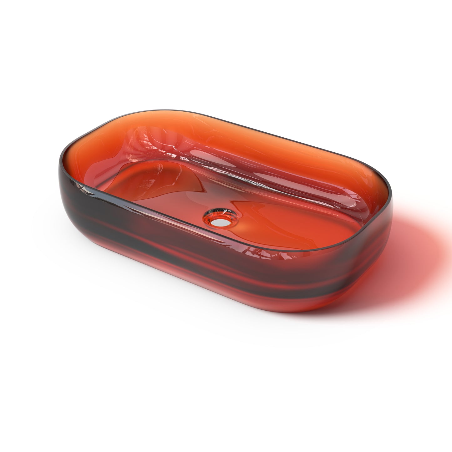 Transparent Red Solid surface basin